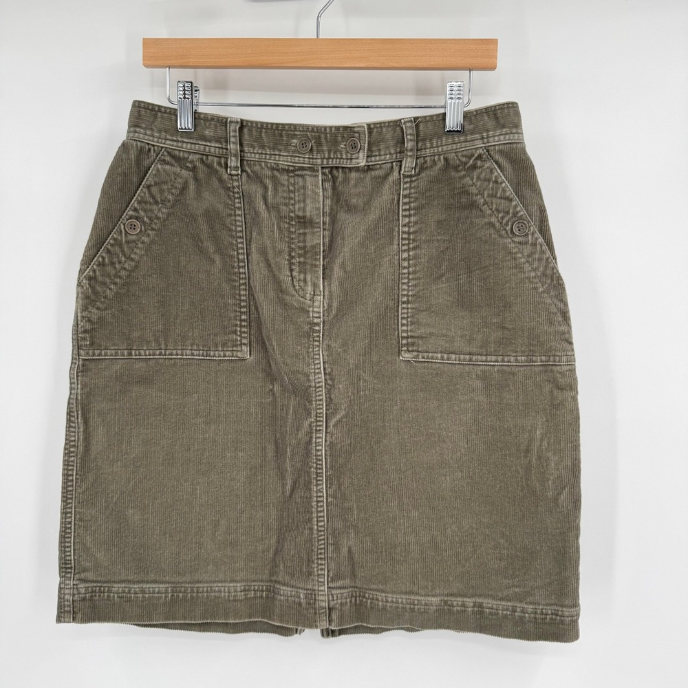 Jones New York Army‎ Green Straight Knee-Length Corduroy Skirt Women's 8
